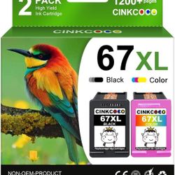 67XL Ink Cartridge Black/Color Combo Pack Replacement for HP Ink 67 67XL Printer Ink Works for HP DeskJet 2755e 2e 2e 4255e 2e