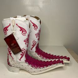 El General 1901 Cowboy Boots Crocodile Pink US 6.5 Talla 25 1/2 Mex