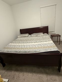 Ashley Cherry Wood Sleigh Bed Frame
