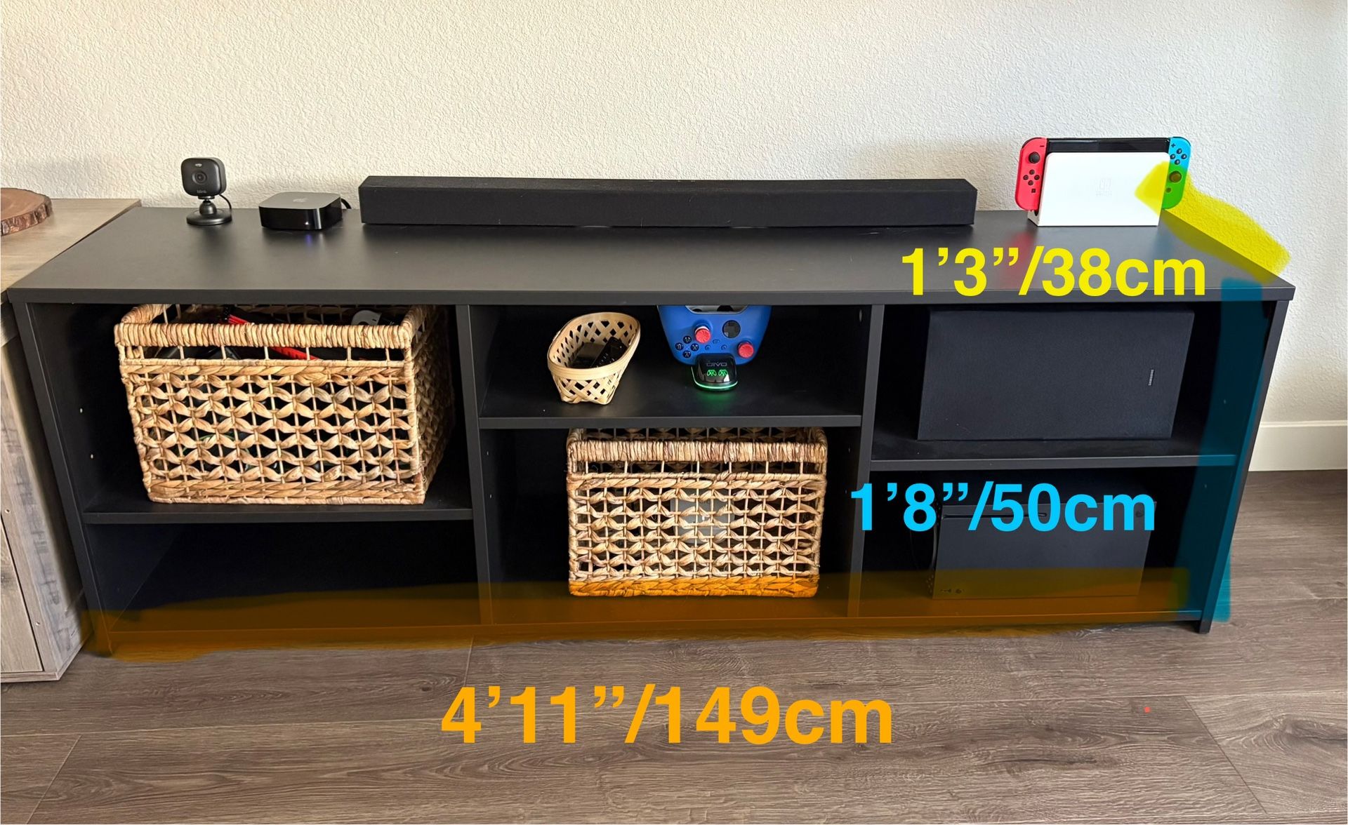 Modern Black TV Stand / Media Console – Great Condition!