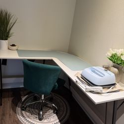 Modern White Corner Desk — Perfect for Home Office