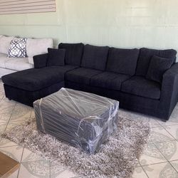 Black Sectional With Ottoman !! ‼️new On Stock ‼️