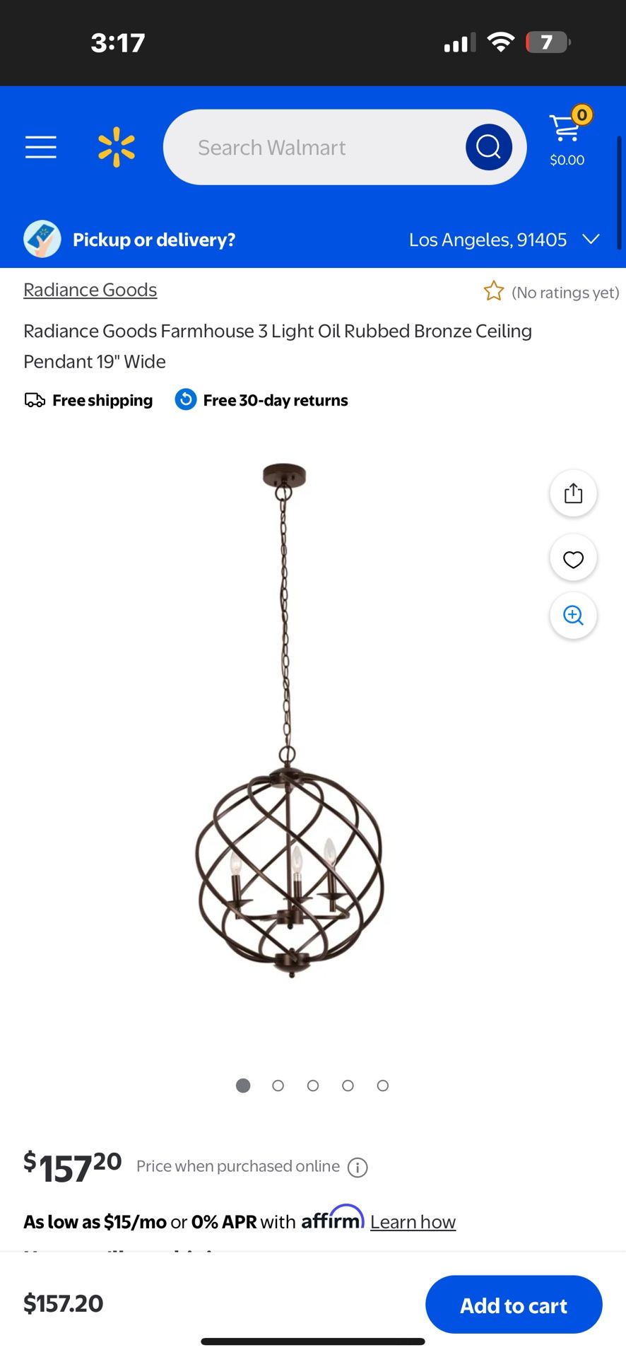 Radiance Goods Farmhouse 3 Light Oil Rubbed Bronze Ceiling Pendant 19" Wide