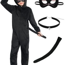 Black Kitty Cat Halloween Costume Kids 8-10 / Disfraz de Gato Niños 8-10  