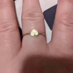 Stainless Silver Tone Heart Fashion Ring, Size 8