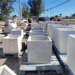 Concrete Square Stone Planter / Cement Backyard Patio Pots Garden Planters