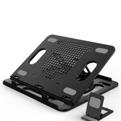 Laptop Stand Height Adjustable, Laptop Riser Foldable, Laptop Holder for Desk, Notebook Stand for Lap, Portable Laptop Stand with Phone Hol