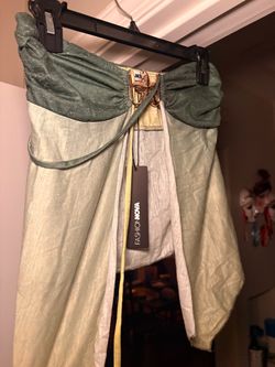 Green Maxi Skirt Set with Star Gold Piece