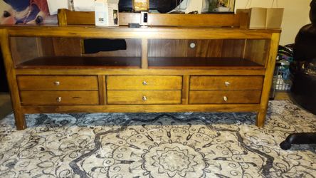 Wooden TV Stand with Drawers and Shelf