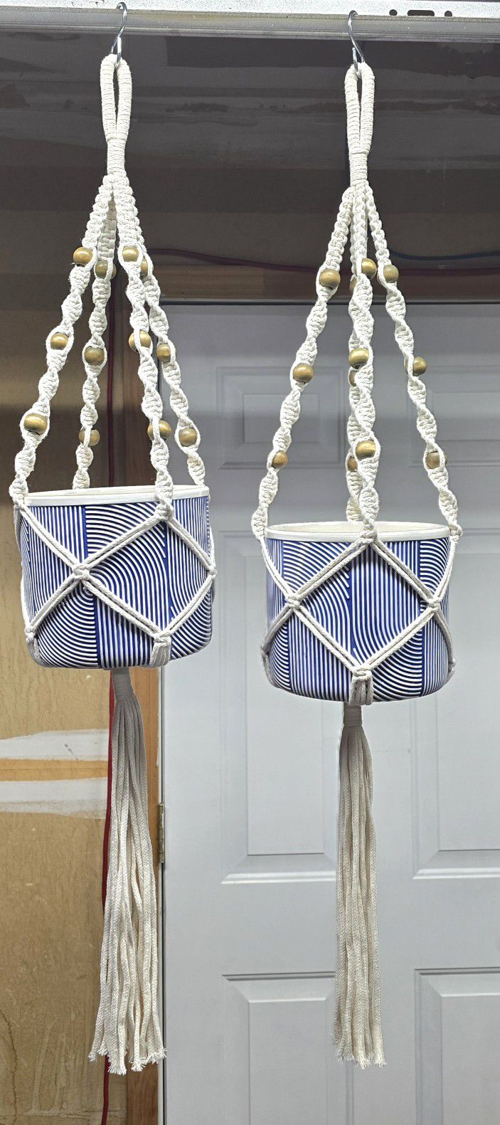 Macrame, Ceramic Hangers - Set Of 2