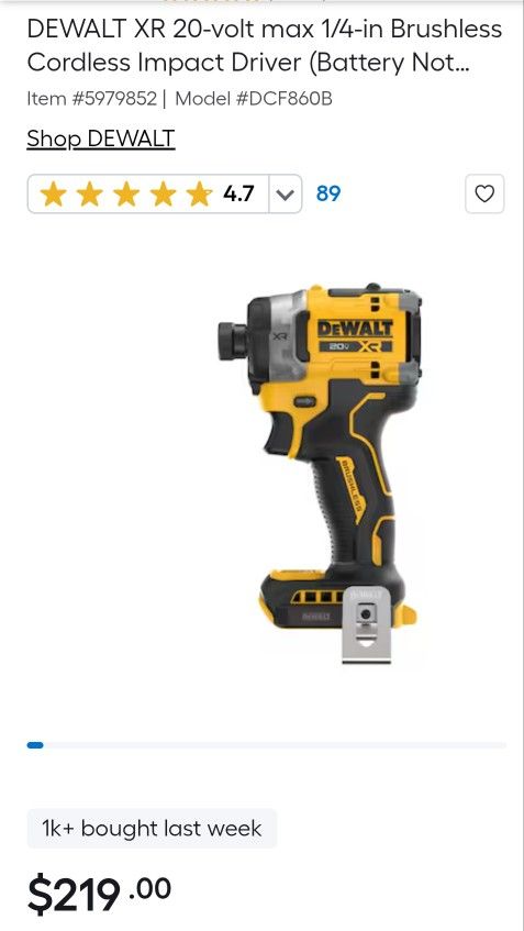 Dewalt 20-volt Max Cordless Brushless XR Impact Driver Brand New Never Used Tool Only YES ITS AVAILABLE