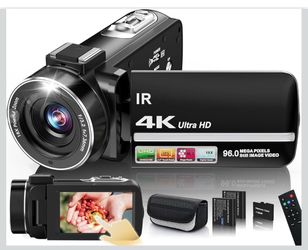 4K Video Camera Camcorder 96MP Vlogging Camera for YouTube and Beginners 3.0" 270° Touch Screen,Night Vision,18x Digital Zoom,Remote Control,32GB Card