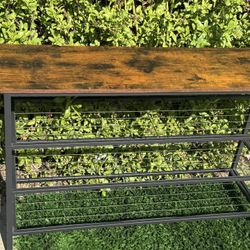 Wood And Metal 3 Tier Shoe Rack Or End Table