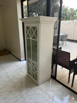 White Glass Door Wine / Display Cabinet