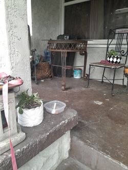 Glass Table With Iron Rod Stand