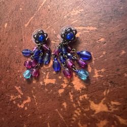 Vintage Bohemian Glass Bead Chandelier Earrings – Multicolor Dangle Design