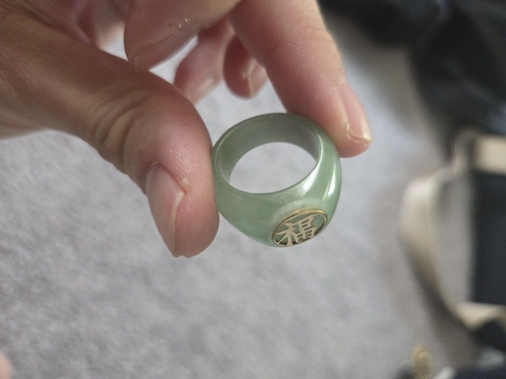 Jade Ring With 14k Gold Size 7.5