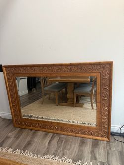 Large Wood Carved Framed Wall Mirror