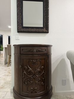 Entryway Cabinet and Mirror Set