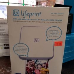 New in box. Unopened. Lifeprint WiFi and Bluetooth 3"x4.5" Instant Photo Printer for Android and iOS