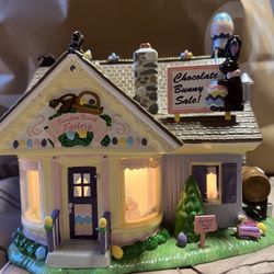 Snow Village  Bunny Chocolate Fabric 