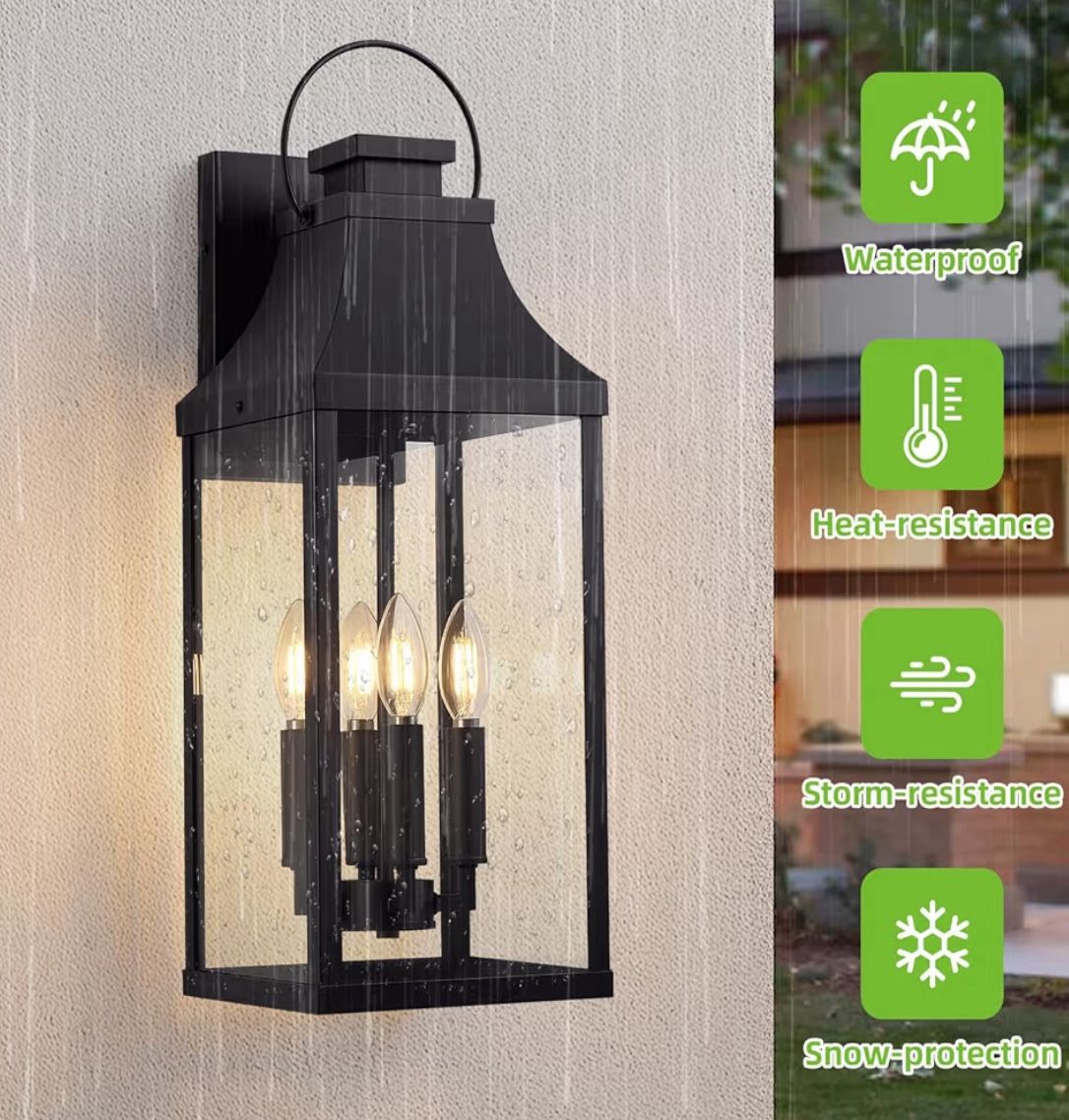 tewei 22'' Large Outdoor Wall Light, Porch Light Outdoor Wall Sconce Lantern