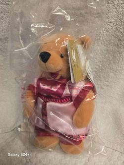 Small Plush Bear in Pink Dress with Tag