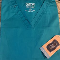 Large Teal Scrub Top Unisex Cherokee