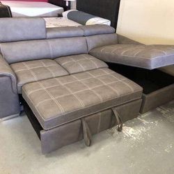 BRAND NEW SLEEPER SECTIONAL SOFA WITH STORAGE CHAISE 