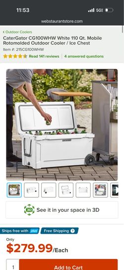 Cater gator cooler used once! CaterGator CG100WHW White 110 Qt. Mobile Rotomolded Outdoor Cooler / Ice Chest