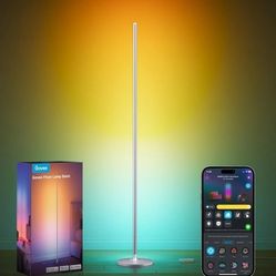 Silver Govee RGBIC Floor Lamp, LED Corner Lamp Works with Alexa, Smart Modern Floor Lamp with Music Sync and 16 Million DIY Colors