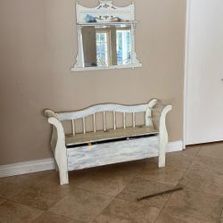 Bench With Store And Mirror Set 