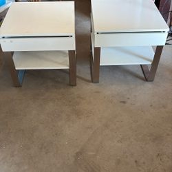 White End Tables With Silver Legs