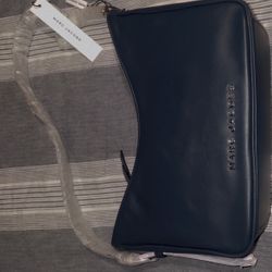 Marc Jacobs Shoulder Bag Purse Navy Blue Leather Baguette