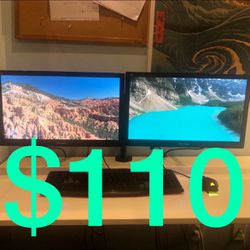 Computers Monitors ALL IN ONE Dual Monitor & Steel Stand | HD Monitor Gaming Setup | Gaming Pc Accessory | 20” Inch Display! | Dell Computer Set