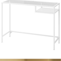 IKEA GLASS LAPTOP COMPUTER DESK METAL WHITE 