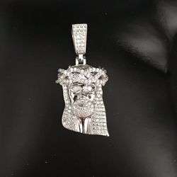 925 Sterling Silver 1.20CT   Moissanite Jesus Men’s Pendant 