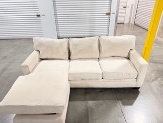 Mathers Cream Beige Fabric 91" Sofa With Reversible Chaise