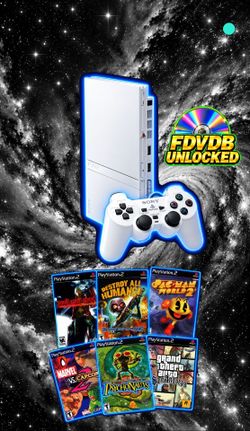 White PS2 Slim (#17) 𝑷𝑳𝑼𝑺 (Español/English)