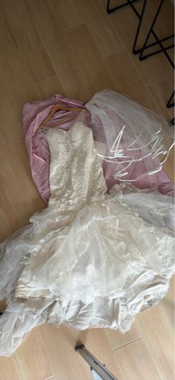 Wedding dress (small) with Pink Garment Bag
