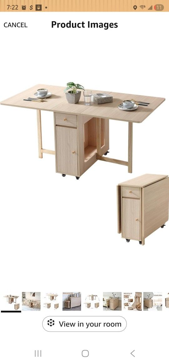 Extendable Drop Leaf Folding Dining Table with 2 Drawers and 4 Wheels for Living Room Kitchen Farmhouse Space Saving Table in Wood Color
,