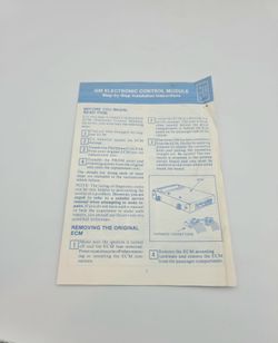 GM Electronic Control Module Instructions w/Codes ECM-15, GM ECM, TBI, PFI, SFI