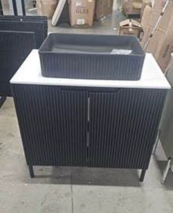 Assembled New  30 Inch Bathroom Vanity with Ceramic Sink, Black Bathroom Cabinet Vanity