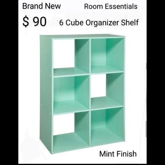 Brand New 6 Cube Organizer Shelf // Mint Finish Or Whitte