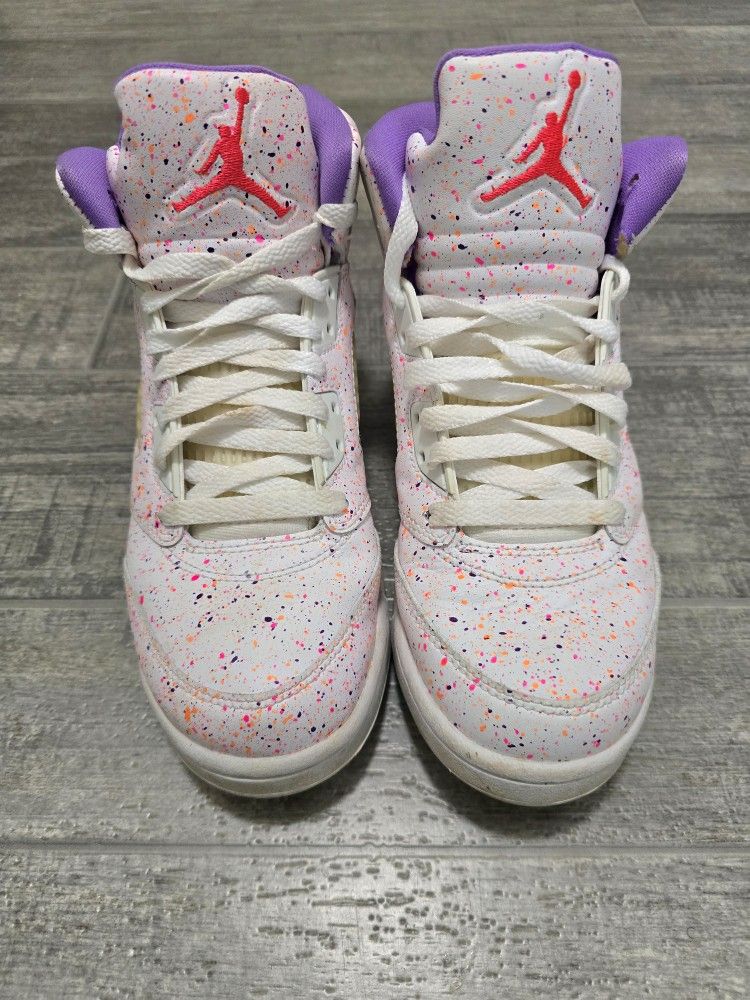 Nike Boys Air Jordan 5 CT1605-100 White Basketball Shoes Sneakers Size 6Y