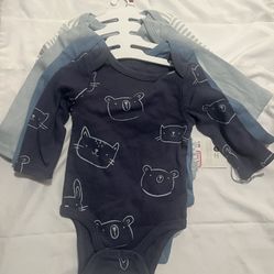Cloud Island Baby Boys' 4pk Cotton Long Sleeve Bodysuit - Blue