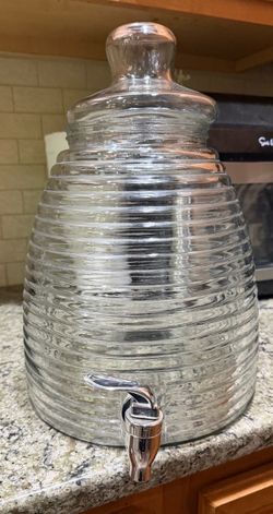 Glass Beehive Beverage Dispenser with Lid