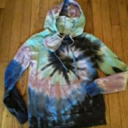 Tie Dye Junior 3/5 Hoodie Pullover Face Mask~New