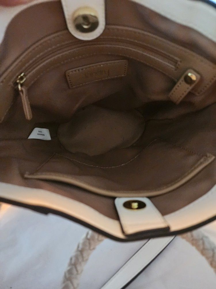 White Shoulder Bag With Braided Carry
Handles