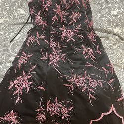 Black/Pink Beaded Prom Dress